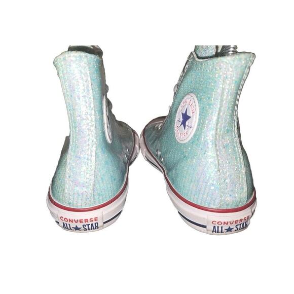 Converse Chuck Taylor All Star Hi 663626C Teal blue Glitter Shoes size 5 - Picture 5 of 12